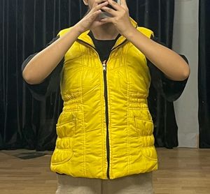 Yellow Puffer Vest Jacket.