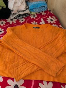 Orange Cable Knit Sweater