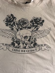 H&amp;M Beige Printed Crop Tee