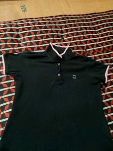 Black Polo Shirt w/ Pink Trim