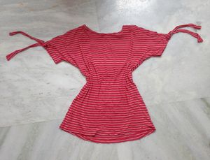 Striped Bodycon Top With Belts On Sleeves