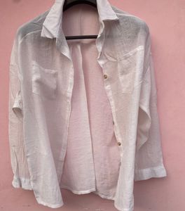 Oversized White Transparent Shirt