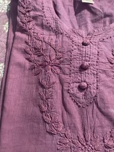 Purple Chikankari Short Kurti
