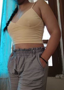 Cream Crop Top Cami Bra For Summers🍧