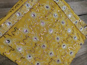 Yellow Sequin Beutiful Saree