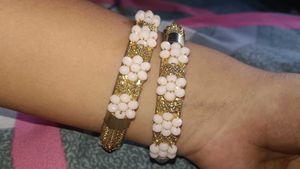*Gold-Toned Pearl Bangles*