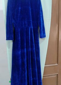 Blue Velvet Wrap Dress