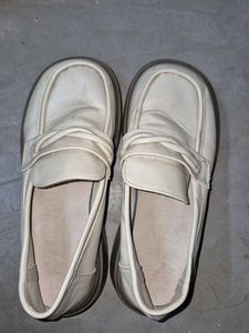 Cream Leather Loafers