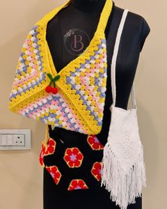 Handmade Crochet Granny Square Bags - Set of 3