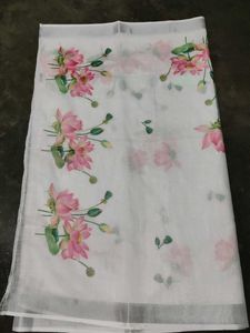 white linen saree