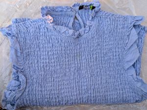 Light Blue Ruffle Smocked Top