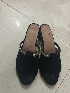 Black Heeled Mules