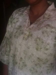 White And Green Hakoba Kurta With Lot Of Patterns