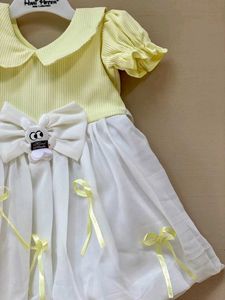 🆕️Cute Yellow &amp; White Dress For 2year Girl
