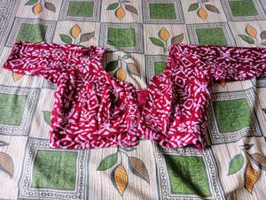 Red &amp; White Print Fabric With Blouse