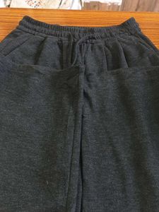 Gray Drawstring Woollen Pants