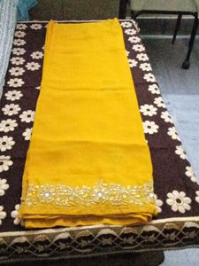 Elegant Yellow Embroidered Saree