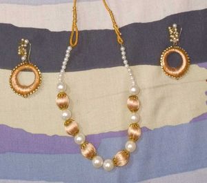 Pearl &amp; Silk Necklace Set