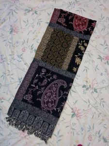 Black With Multicoloured Print Shawl