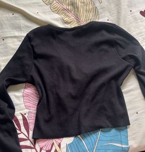 Cute Black Tie-Front Cardigan