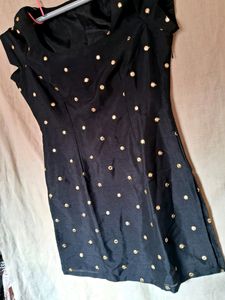 Indya black colour strikeshot kurta with mirror wo