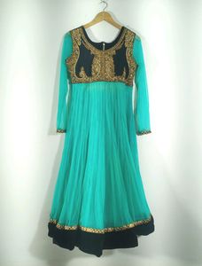 Green embroidered Anarkali Kurta (Women's)