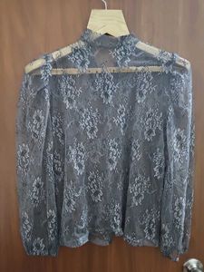 Gray Sheer Lace Top