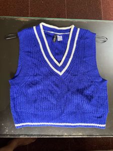 H&amp;M Blue Knitted Vest Top
