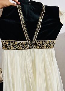 B/W Net Long Frock