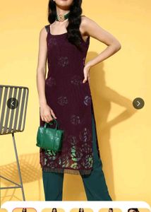 Inddus Burgundy Printed Kurta
