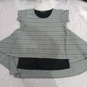 Striped High-Low Top