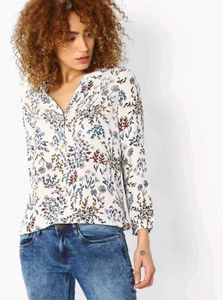 Ajio Fig White Floral Short Top With Elastic Waist