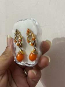Orange Stone Earrings