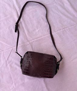 Zara Faux Croc Shoulder Bag