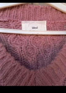 Knitted Pink V Neck Sweater