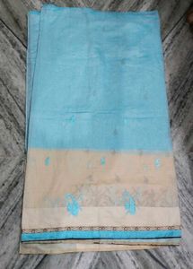 Elegant Blue &amp; Cream Saree