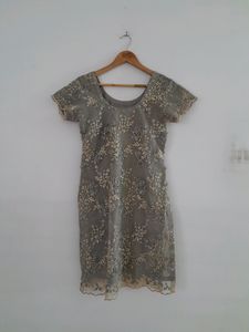 Grey Embroidered Kurta (Women's)