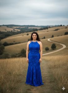Elegant Blue Lace Gown