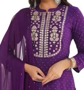 Beautiful Purple Embroidery Suit Set