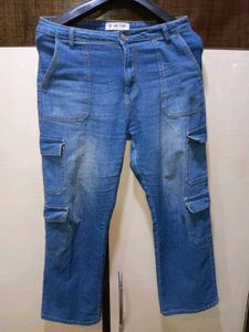 Blue Denim Cargo Jeans