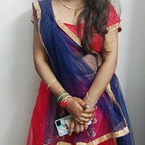 Pink And Blue Lehnga