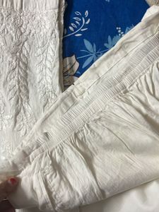White Embroidered Trousers