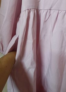 PINK TIERED DRESS WITH LACE COLLAR