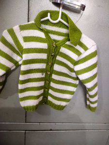Green & White Striped Baby Sweater