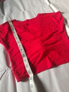 Red Cropped Twist Tied Top Xs Girl Fitted Crop Tee