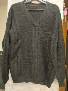 Black V-Neck Knit Sweater