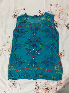 Ethnic Embroidered Sleeveless Top