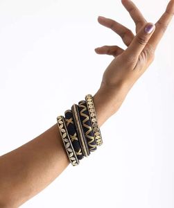 Black &amp; Gold Embroidered Bangles (Set of 4)