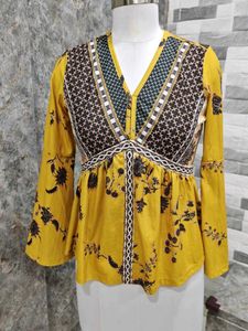 Floral Print V-Neck Peplum Top