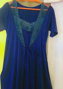 Blue Lace Trim Cami Night Dress